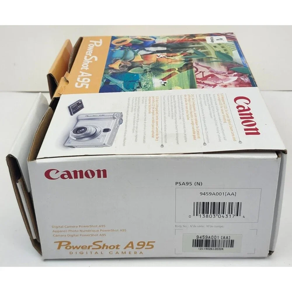 Canon PowerShot A95 Digital Camera 5.0 MP Silver w/ Accessories For Repair